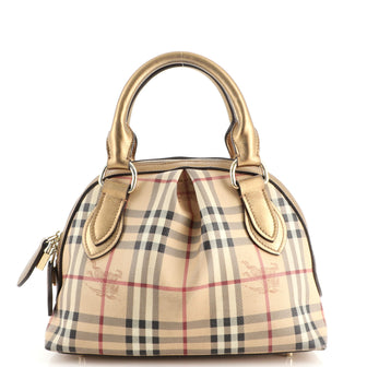 Burberry Thornley Satchel Haymarket Coated Canvas Small