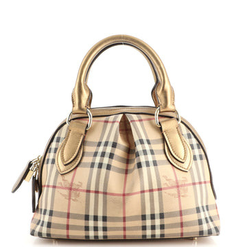 Burberry Thornley Satchel Haymarket Coated Canvas Small