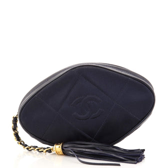 Chanel Vintage Diamond CC Tassel Clutch Quilted Satin Mini