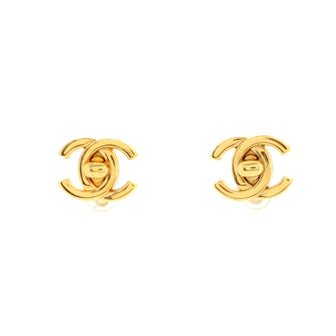 Chanel CC Turnlock Stud Earrings Metal