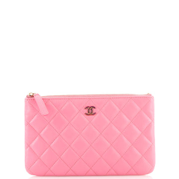 Chanel Classic O Case Pouch Quilted Lambskin with Rainbow Hardware Small