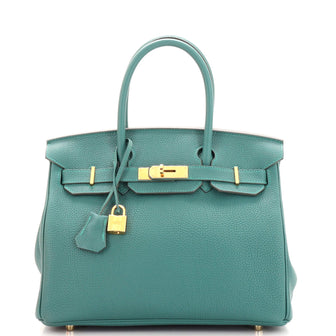 Hermes Birkin Handbag Green Togo with Gold Hardware 30