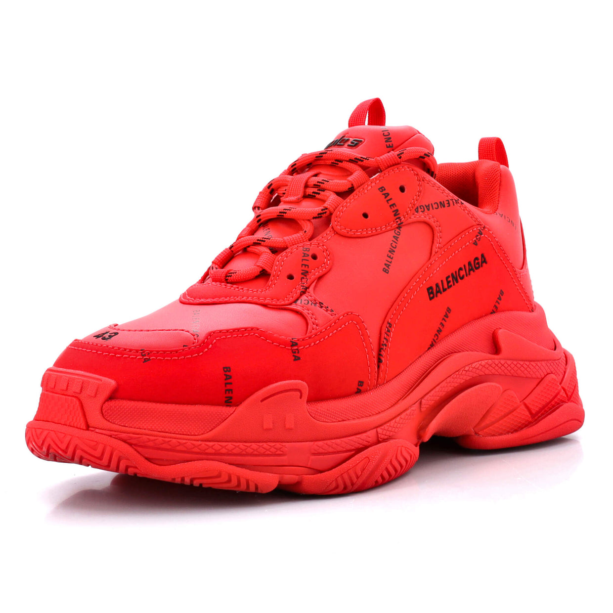 balenciaga triple s red on feet