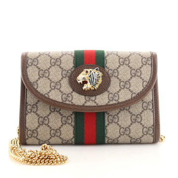 Gucci Rajah Web Chain Shoulder Bag GG Coated Canvas Mini