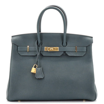 Hermes Birkin Handbag Green Togo with Gold Hardware 35