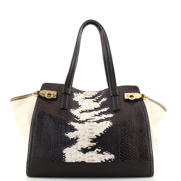 Salvatore Ferragamo Verve Tote Python with Leather Large