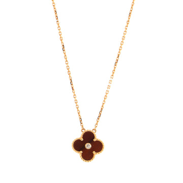 Van Cleef & Arpels Alhambra Pendant Necklace Limited Edition 18K Rose Gold and Bull's Eye with Diamond