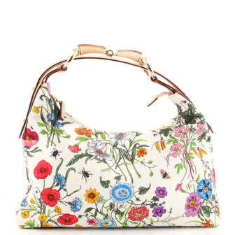 Gucci Horsebit Hobo Flora Canvas Medium