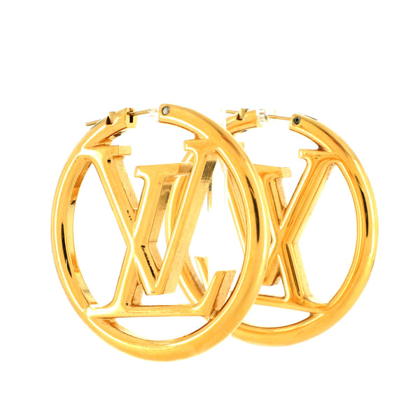 Louis Vuitton Louise Hoop Earrings Metal GM Gold 2320263