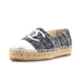 Chanel Women's CC Cap Toe Espadrilles Tweed with Leather