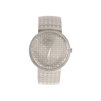 Christian Dior La D De Dior Quartz Watch Stainless Steel and Diamonds with Diamond Bezel and Dial 38