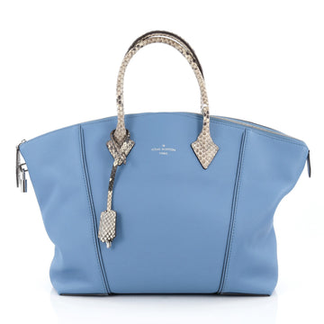 Louis Vuitton Soft Lockit Handbag Leather with Python MM Blue