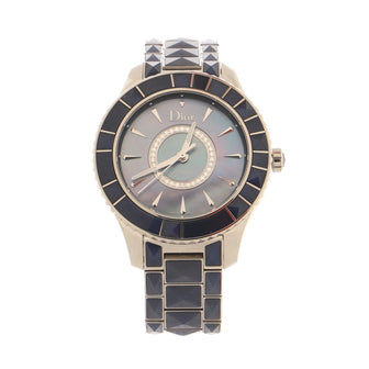 Christian Dior VIII Christal Automatic Watch Ceramic and Stainless Steel with Diamond Dial and Mother of Pearl 38