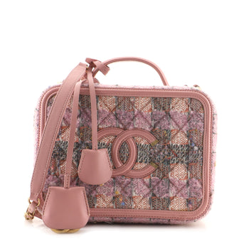 Chanel Filigree Vanity Case Quilted Tweed Medium