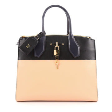 Louis Vuitton City Steamer Handbag Leather MM Natural