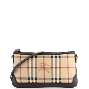 Burberry Peyton Crossbody Clutch Haymarket Coated Canvas Small