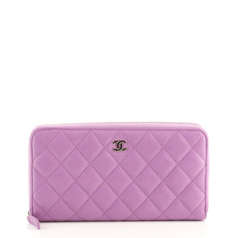 Chanel Zip Around Wallet Quilted Caviar Long