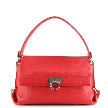 Salvatore Ferragamo Gancio Flap Shoulder Bag Leather Medium
