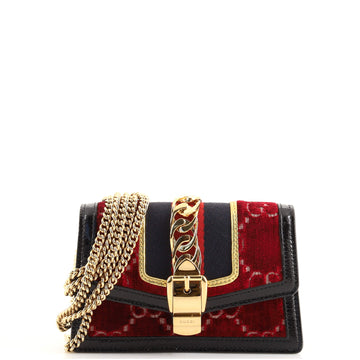 Gucci Sylvie Chain Shoulder Bag GG Velvet Super Mini