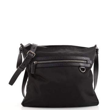 Prada Front Pocket Zip Messenger Bag Tessuto with Saffiano Leather Large