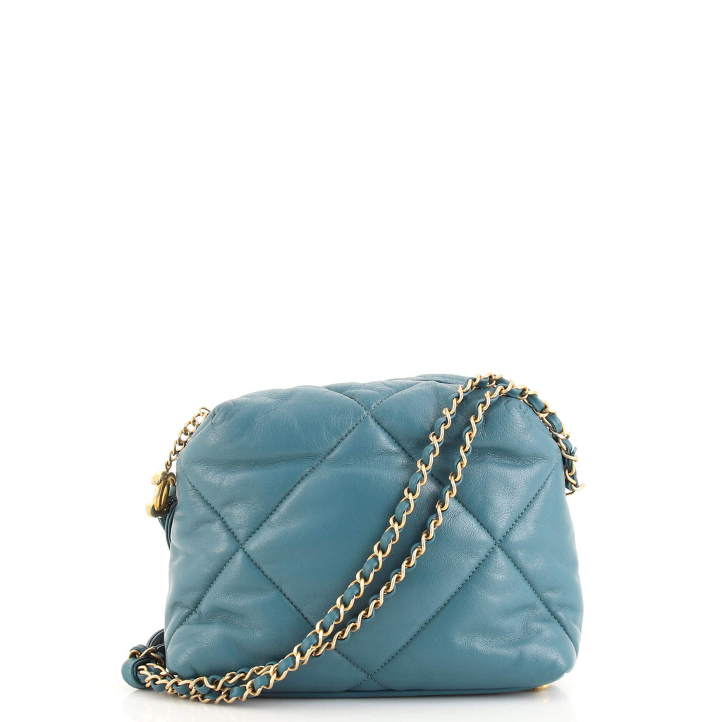 CHANEL, Bags, Chanel 9 L Blue Lambskin Mini Trendy Bowling Bag