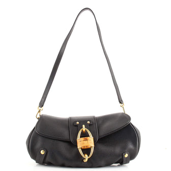 Salvatore Ferragamo Wicker Padlock Crossbody Bag Leather Small