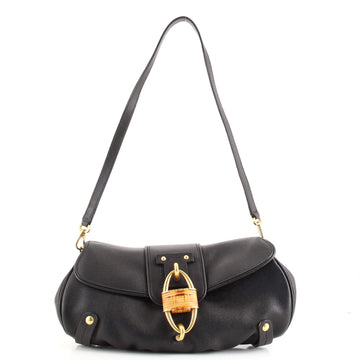 Salvatore Ferragamo Wicker Padlock Crossbody Bag Leather Small