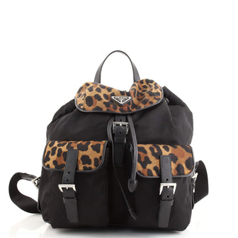 Prada Double Front Pocket Backpack Printed Tessuto Medium