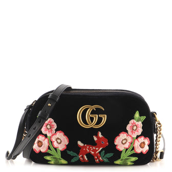 Gucci GG Marmont Shoulder Bag Matelasse Velvet with Applique Small