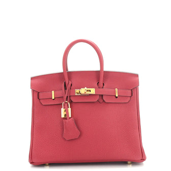 Hermes Birkin Handbag Red Togo with Gold Hardware 25