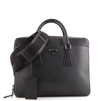 Prada Convertible Front Pocket Briefcase Saffiano Leather Large
