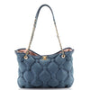 Chanel Chesterfield Chain Tote Quilted Iridescent Calfskin Medium Blue  169042345