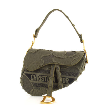 Christian Dior Saddle Handbag Camouflage Embroidered Canvas Medium