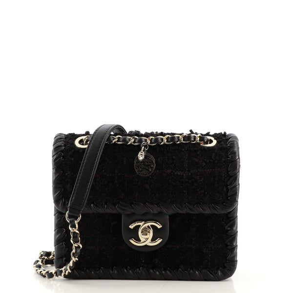 Chanel My Own Frame Flap Bag Quilted Tweed with Braided Calfskin Mini Black  169042352