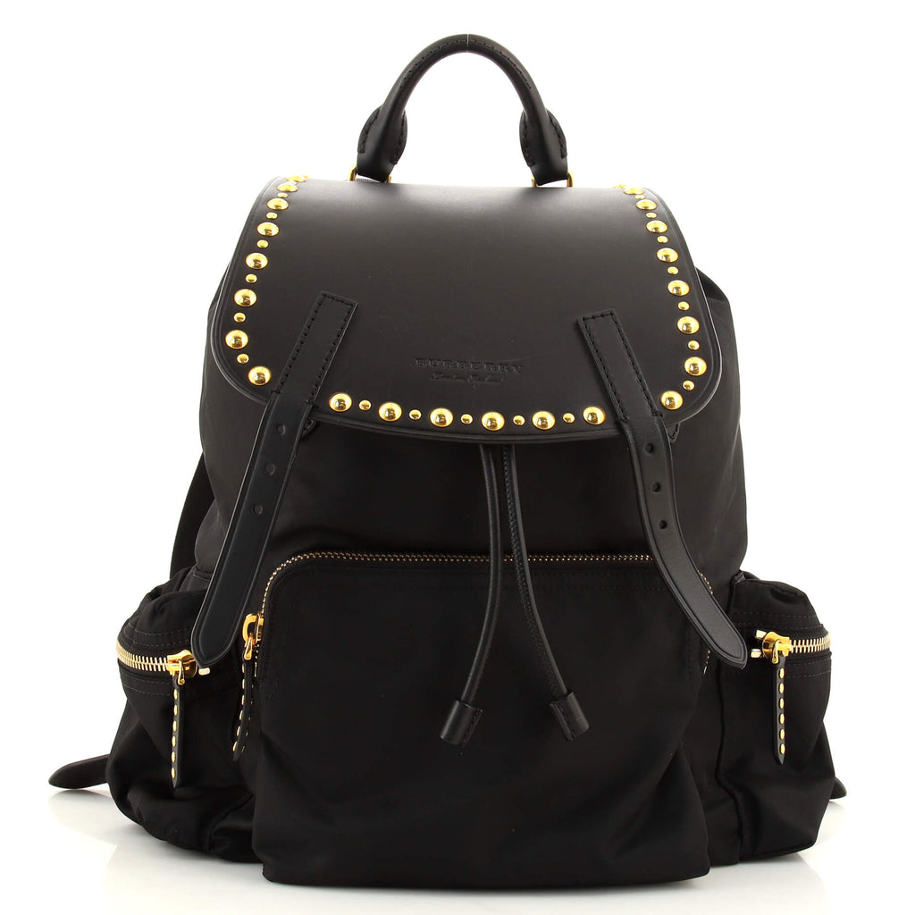 Burberry Rucksack Backpack Studded Leather and Nylon Large Black 169042372