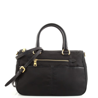 Prada Convertible Front Pocket Zip Satchel Tessuto with Leather Large