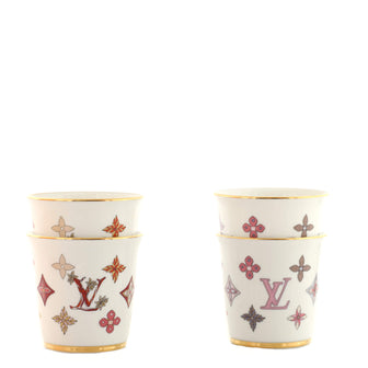 Louis Vuitton Set of 4 Cups Limited Edition Monogram Flower Porcelain