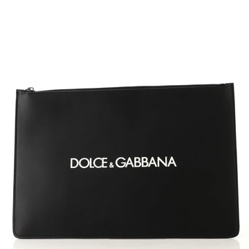 Dolce & Gabbana Logo Zip Pouch Leather Medium