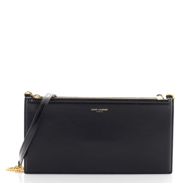 Saint Laurent Paris Double Pouch on Chain Leather