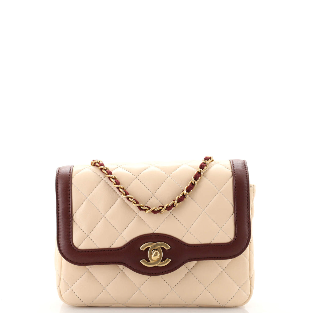Chanel Two Tone Flap Bag Quilted Lambskin Mini Neutral 169042400