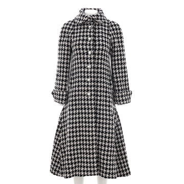 Chanel Women's Button-Up Long Coat Houndstooth Tweed