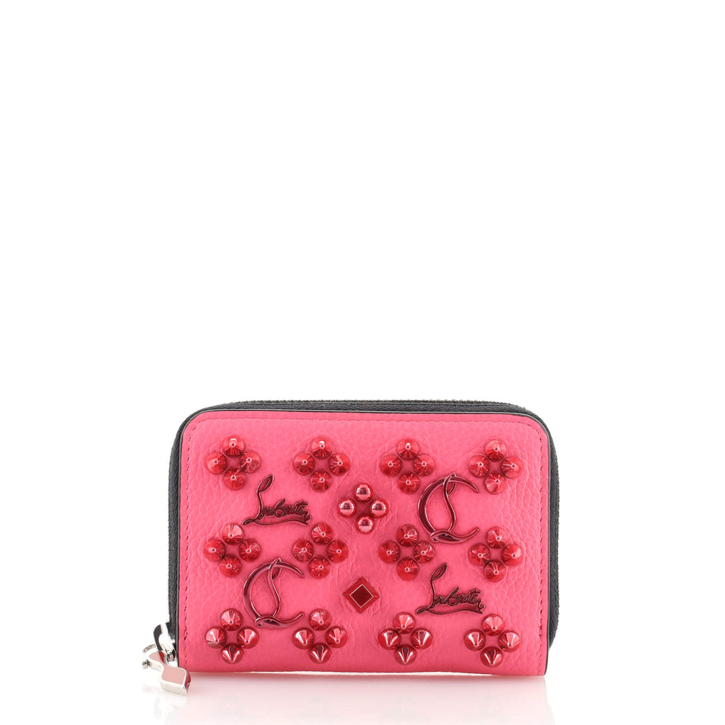 Christian Louboutin Panettone Coin Purse Embellished Leather Pink 16904261