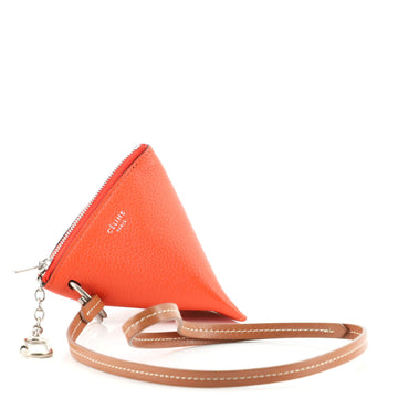 Celine Triangle Coin Purse on Strap Leather