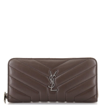 Saint Laurent Loulou Zip Around Wallet Matelasse Chevron Leather Long