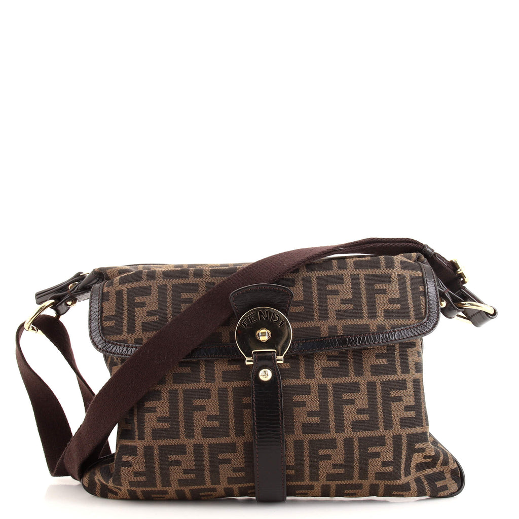 Brown Fendi Zucca Chef Zip Crossbody Bag