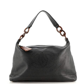 Chanel Vintage CC Resin Chain Shoulder Bag Caviar Medium