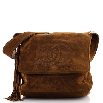 Chanel Vintage CC Tassel Messenger Bag Suede Medium