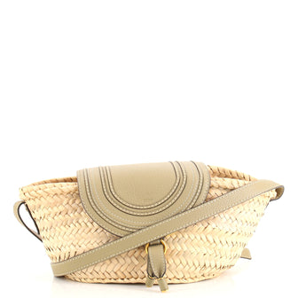 Chloe Marcie Basket Bag Raffia and Leather Small