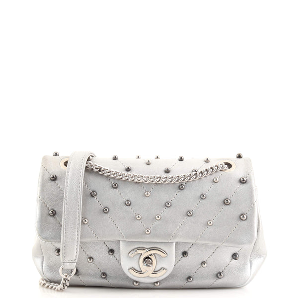 Chanel Stud Wars Flap Bag Embellished Chevron Lambskin Mini