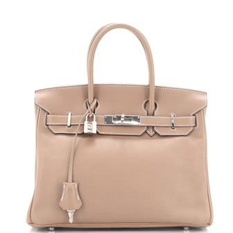 Hermes Birkin Handbag Grey Swift with Palladium Hardware 30